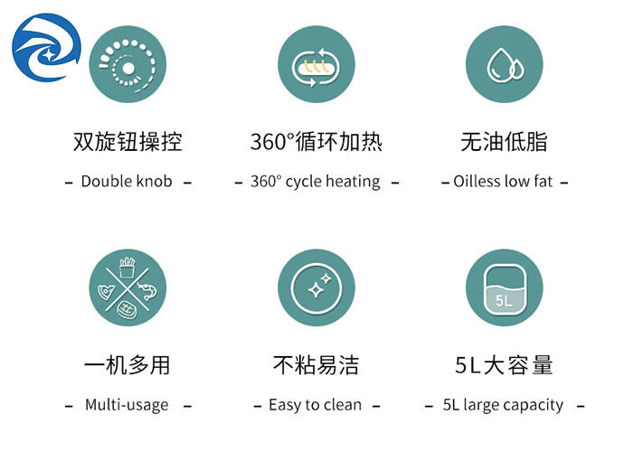 multi frigideira do ar da função 5.3qt